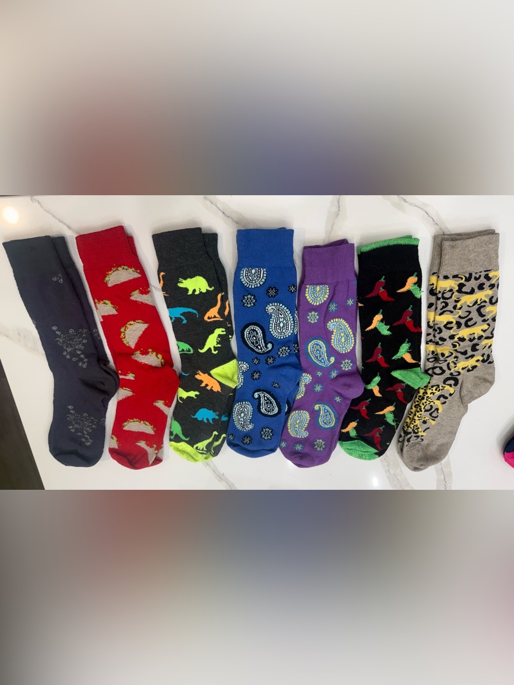 Men's Patterned Crew Socks - Assorted Colors